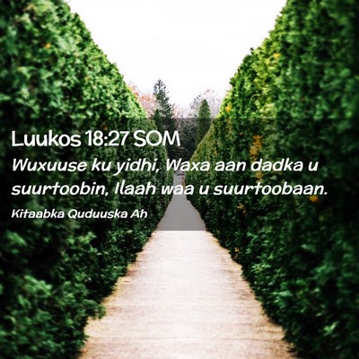 Picture 02 - Luukos 18:27 SOM - Wuxuuse ku yidhi, Waxa aan dadka u suurtoobin, - Bible Verse Picture