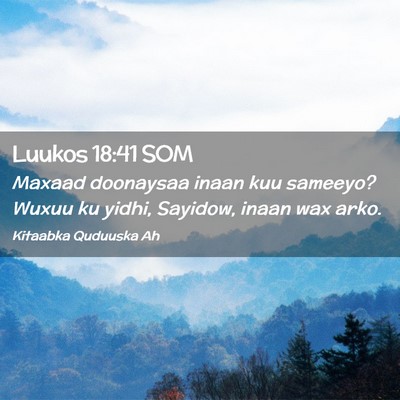 Picture 02 - Luukos 18:41 SOM - Maxaad doonaysaa inaan kuu sameeyo? Wuxuu ku - Bible Verse Picture