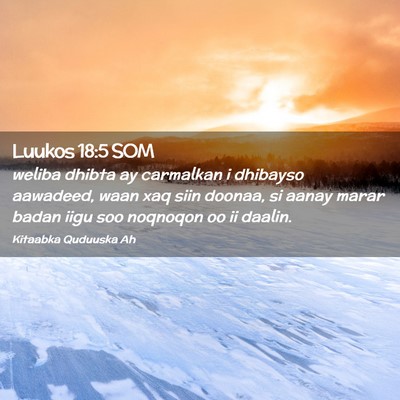 Picture 02 - Luukos 18:5 SOM - weliba dhibta ay carmalkan i dhibayso aawadeed, - Bible Verse Picture