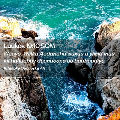Picture 02 - Luukos 19:10 SOM - Waayo, Wiilka Aadanahu wuxuu u yimid inuu kii - Bible Verse Picture