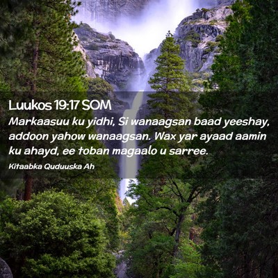 Picture 02 - Luukos 19:17 SOM - Markaasuu ku yidhi, Si wanaagsan baad yeeshay, - Bible Verse Picture