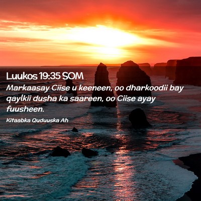 Picture 02 - Luukos 19:35 SOM - Markaasay Ciise u keeneen, oo dharkoodii bay - Bible Verse Picture