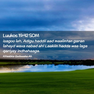 Picture 02 - Luukos 19:42 SOM - isagoo leh, Adigu haddii aad maalintan garan - Bible Verse Picture