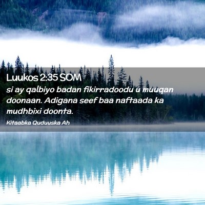 Picture 02 - Luukos 2:35 SOM - si ay qalbiyo badan fikirradoodu u muuqan - Bible Verse Picture