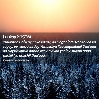 Picture 02 - Luukos 2:4 SOM - Yuusufna Galili ayuu ka kacay, oo magaaladii - Bible Verse Picture