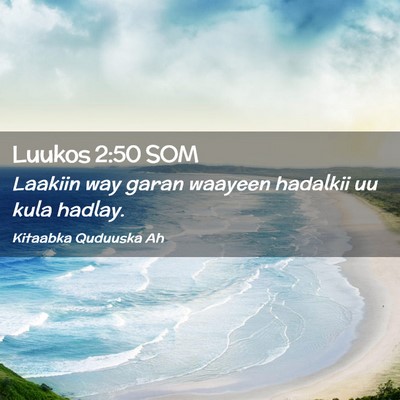 Picture 02 - Luukos 2:50 SOM - Laakiin way garan waayeen hadalkii uu kula - Bible Verse Picture