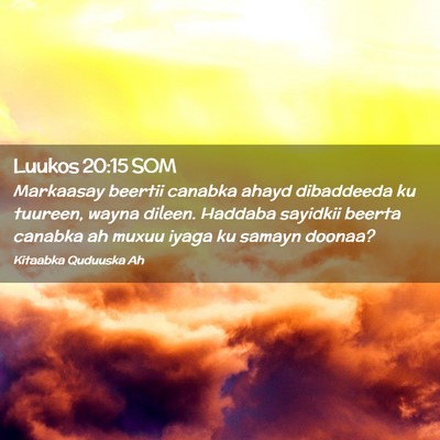 Picture 02 - Luukos 20:15 SOM - Markaasay beertii canabka ahayd dibaddeeda ku - Bible Verse Picture