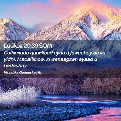 Picture 02 - Luukos 20:39 SOM - Culimmada qaarkood ayaa u jawaabay oo ku yidhi, - Bible Verse Picture