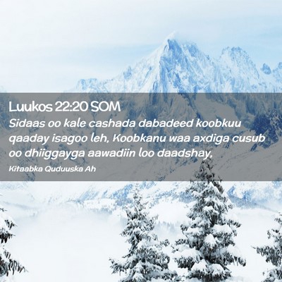 Picture 02 - Luukos 22:20 SOM - Sidaas oo kale cashada dabadeed koobkuu qaaday - Bible Verse Picture