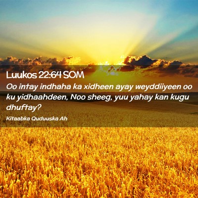 Picture 02 - Luukos 22:64 SOM - Oo intay indhaha ka xidheen ayay weyddiiyeen oo - Bible Verse Picture
