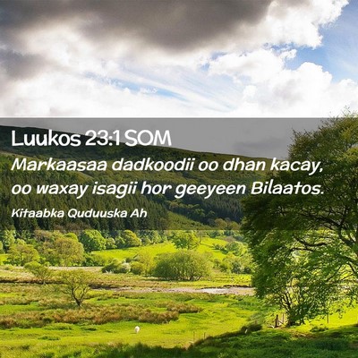 Picture 02 - Luukos 23:1 SOM - Markaasaa dadkoodii oo dhan kacay, oo waxay - Bible Verse Picture