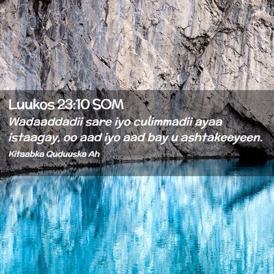 Picture 02 - Luukos 23:10 SOM - Wadaaddadii sare iyo culimmadii ayaa istaagay, oo - Bible Verse Picture