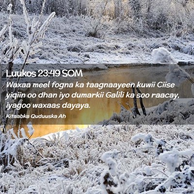 Picture 02 - Luukos 23:49 SOM - Waxaa meel fogna ka taagnaayeen kuwii Ciise - Bible Verse Picture