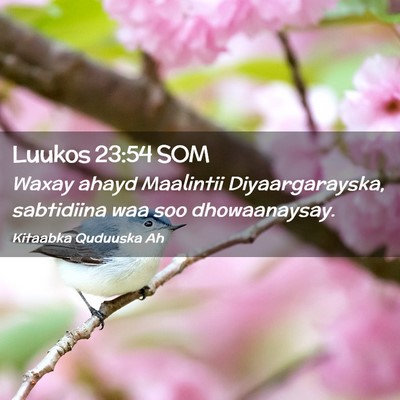 Picture 02 - Luukos 23:54 SOM - Waxay ahayd Maalintii Diyaargarayska, sabtidiina - Bible Verse Picture