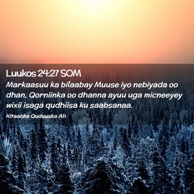 Picture 02 - Luukos 24:27 SOM - Markaasuu ka bilaabay Muuse iyo nebiyada oo dhan, - Bible Verse Picture