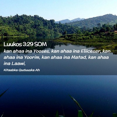 Picture 02 - Luukos 3:29 SOM - kan ahaa ina Yooses, kan ahaa ina Eliiceser, kan - Bible Verse Picture