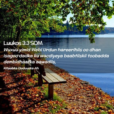 Picture 02 - Luukos 3:3 SOM - Wuxuu yimid Webi Urdun hareerihiis oo dhan isagoo - Bible Verse Picture