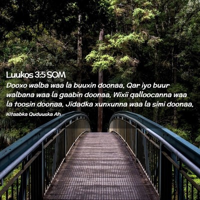 Picture 02 - Luukos 3:5 SOM - Dooxo walba waa la buuxin doonaa, Qar iyo buur - Bible Verse Picture