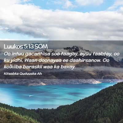 Picture 02 - Luukos 5:13 SOM - Oo intuu gacantiisa soo taagay, ayuu taabtay, oo - Bible Verse Picture