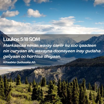 Picture 02 - Luukos 5:18 SOM - Markaasaa niman waxay sariir ku soo qaadeen nin - Bible Verse Picture