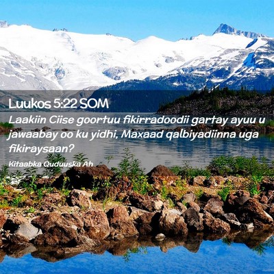 Picture 02 - Luukos 5:22 SOM - Laakiin Ciise goortuu fikirradoodii gartay ayuu u - Bible Verse Picture