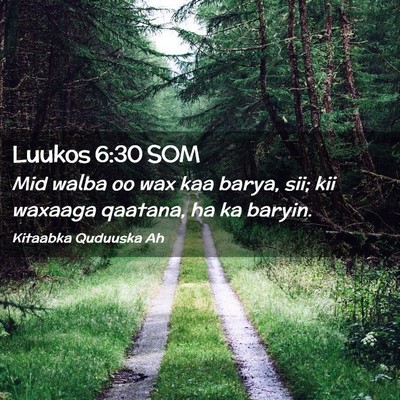 Picture 02 - Luukos 6:30 SOM - Mid walba oo wax kaa barya, sii; kii waxaaga - Bible Verse Picture