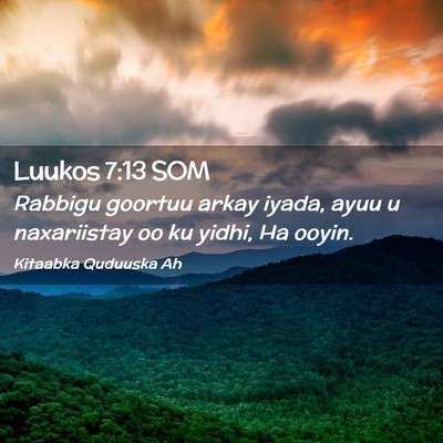 Picture 02 - Luukos 7:13 SOM - Rabbigu goortuu arkay iyada, ayuu u naxariistay - Bible Verse Picture