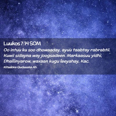 Picture 02 - Luukos 7:14 SOM - Oo intuu ku soo dhowaaday, ayuu taabtay - Bible Verse Picture