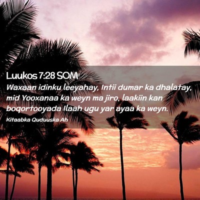 Picture 02 - Luukos 7:28 SOM - Waxaan idinku leeyahay, Intii dumar ka dhalatay, - Bible Verse Picture