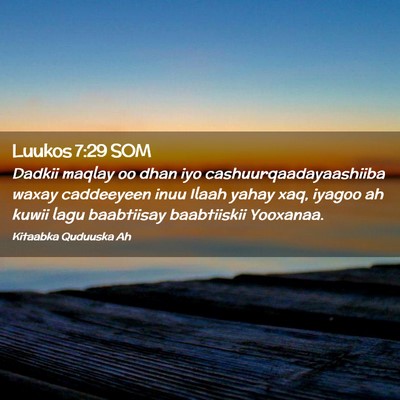 Picture 02 - Luukos 7:29 SOM - Dadkii maqlay oo dhan iyo cashuurqaadayaashiiba - Bible Verse Picture