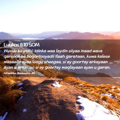 Picture 02 - Luukos 8:10 SOM - Wuxuu ku yidhi, Idinka waa laydin siiyaa inaad - Bible Verse Picture