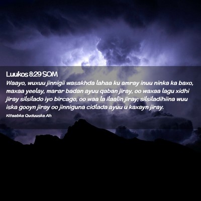 Picture 02 - Luukos 8:29 SOM - Waayo, wuxuu jinnigii wasakhda lahaa ku amray - Bible Verse Picture