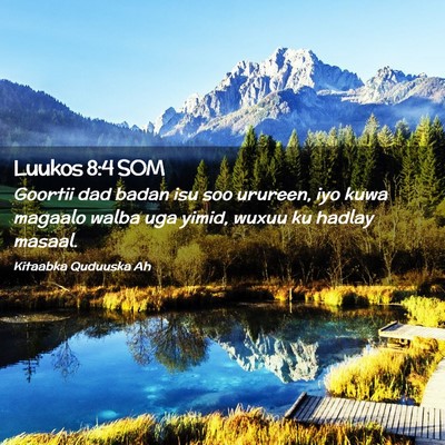 Picture 02 - Luukos 8:4 SOM - Goortii dad badan isu soo urureen, iyo kuwa - Bible Verse Picture