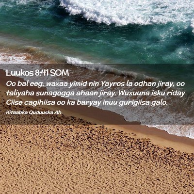 Picture 02 - Luukos 8:41 SOM - Oo bal eeg, waxaa yimid nin Yayros la odhan - Bible Verse Picture
