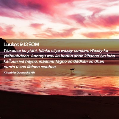 Picture 02 - Luukos 9:13 SOM - Wuxuuse ku yidhi, Idinku siiya waxay cunaan. - Bible Verse Picture