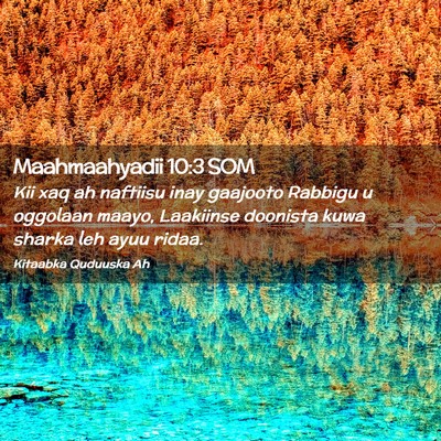 Picture 02 - Maahmaahyadii 10:3 SOM - Kii xaq ah naftiisu inay gaajooto Rabbigu u - Bible Verse Picture