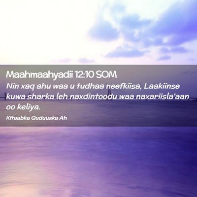 Picture 02 - Maahmaahyadii 12:10 SOM - Nin xaq ahu waa u tudhaa neefkiisa, Laakiinse - Bible Verse Picture