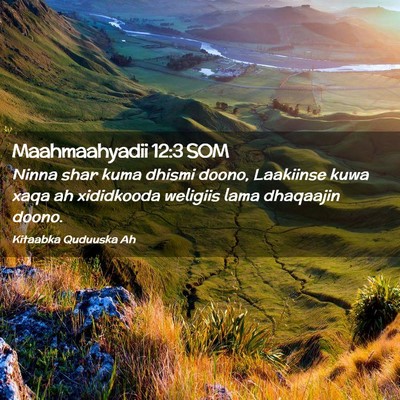 Picture 02 - Maahmaahyadii 12:3 SOM - Ninna shar kuma dhismi doono, Laakiinse kuwa xaqa - Bible Verse Picture