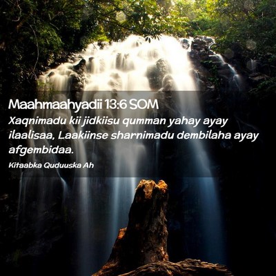Picture 02 - Maahmaahyadii 13:6 SOM - Xaqnimadu kii jidkiisu qumman yahay ayay - Bible Verse Picture