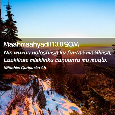 Picture 02 - Maahmaahyadii 13:8 SOM - Nin wuxuu noloshiisa ku furtaa maalkiisa, - Bible Verse Picture