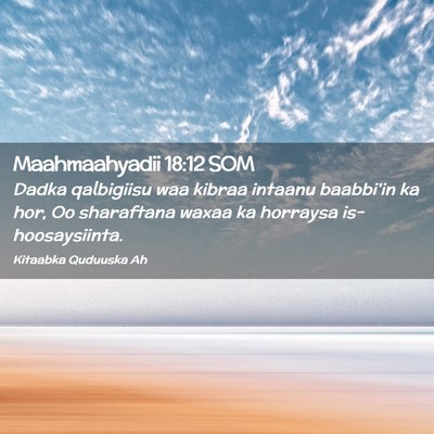 Picture 02 - Maahmaahyadii 18:12 SOM - Dadka qalbigiisu waa kibraa intaanu baabbi'in ka - Bible Verse Picture