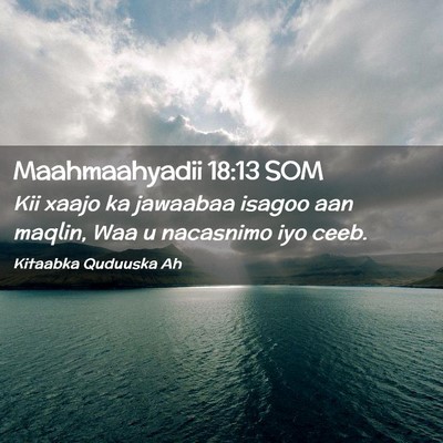 Picture 02 - Maahmaahyadii 18:13 SOM - Kii xaajo ka jawaabaa isagoo aan maqlin, Waa u - Bible Verse Picture