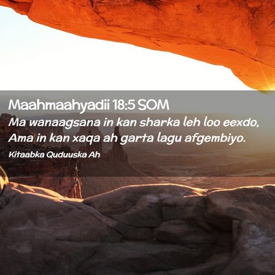 Picture 02 - Maahmaahyadii 18:5 SOM - Ma wanaagsana in kan sharka leh loo eexdo, Ama in - Bible Verse Picture