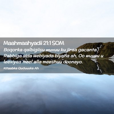 Picture 02 - Maahmaahyadii 21:1 SOM - Boqorka qalbigiisu wuxuu ku jiraa gacanta Rabbiga - Bible Verse Picture