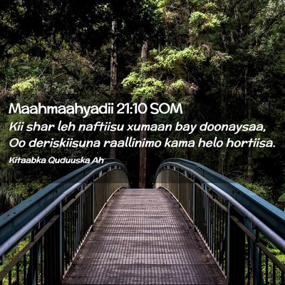 Picture 02 - Maahmaahyadii 21:10 SOM - Kii shar leh naftiisu xumaan bay doonaysaa, Oo - Bible Verse Picture
