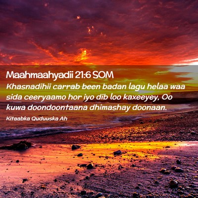 Picture 02 - Maahmaahyadii 21:6 SOM - Khasnadihii carrab been badan lagu helaa waa sida - Bible Verse Picture