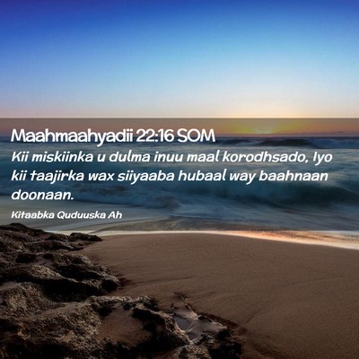 Picture 02 - Maahmaahyadii 22:16 SOM - Kii miskiinka u dulma inuu maal korodhsado, Iyo - Bible Verse Picture