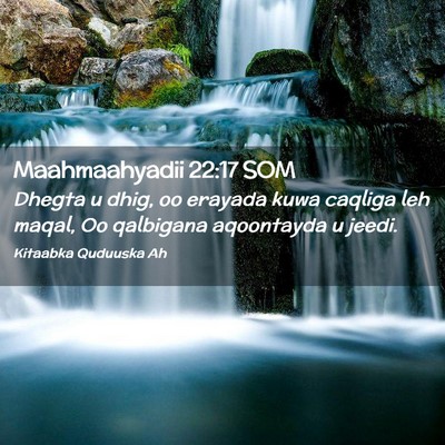 Picture 02 - Maahmaahyadii 22:17 SOM - Dhegta u dhig, oo erayada kuwa caqliga leh maqal, - Bible Verse Picture