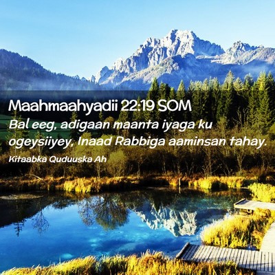 Picture 02 - Maahmaahyadii 22:19 SOM - Bal eeg, adigaan maanta iyaga ku ogeysiiyey, - Bible Verse Picture