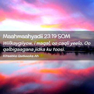 Picture 02 - Maahmaahyadii 23:19 SOM - Wiilkaygiiyow, i maqal, oo caqli yeelo, Oo - Bible Verse Picture